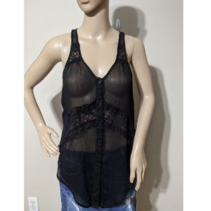🌸 MYTH NYC Sheer Black Lace Top Size Small